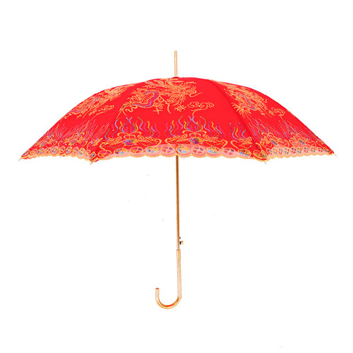 Red Umbrella Wedding Planner Bridal Umbrella Lace Edge Embroidery Chinese Wedding Long Handle Rain Umbrella Retro Bridesmaid Umbrella Wedding Umbrella