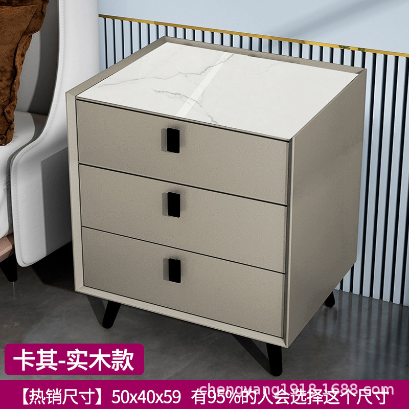 Mesita de noche madera maciza Placa de roca simple moderno Internet celebridad dormitorio mesita de noche protección del medio ambiente todo partido gabinete de almacenamiento mesita de noche