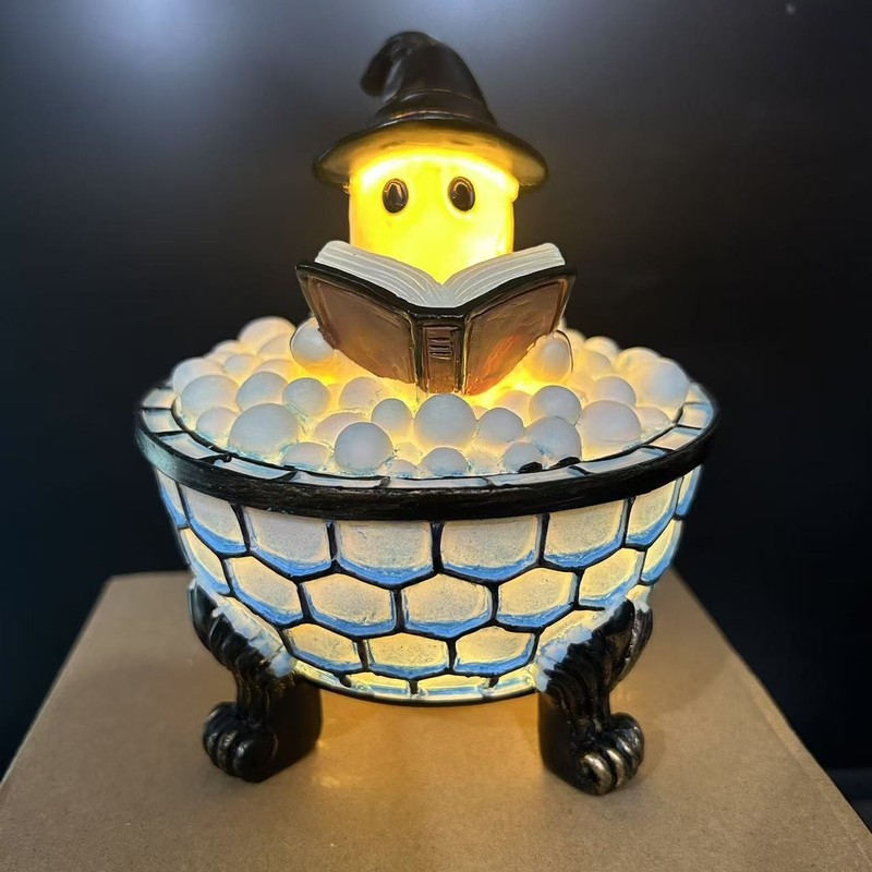 跨境Ghost Bubble Bath Lamp万圣节装饰幽灵泡泡浴灯树脂工艺摆件|undefined