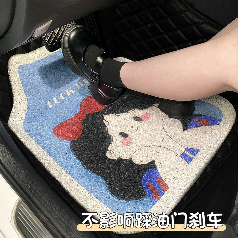 Car Floor Mat Cartoon Princess Ribbon Universal Single Piece Main Driver Anti-Dirt Decorative Car Mat Rear Seat Foot Mat