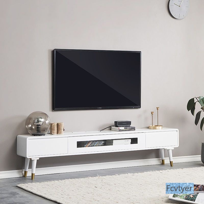 Yuanyuqin Ultra-Narrow Medium Background Wall Modern Simple Pure Solid Wood Tv Cabinet Antique Tv Cabinet Small Apartment Bedroom