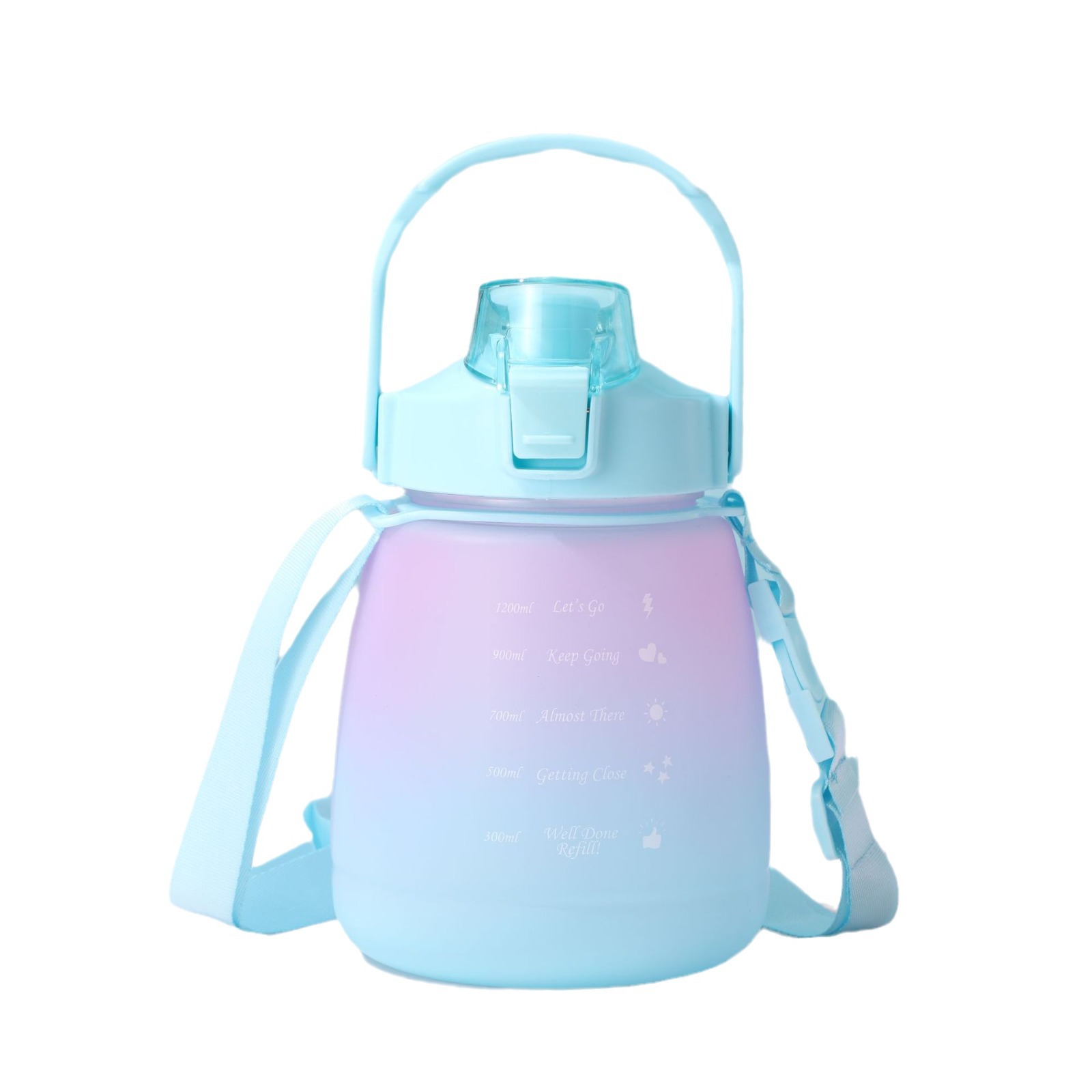 Estudiante gradiente gran vientre taza de alto aspecto de gran capacidad taza de vacío niños correa de hombro portátil taza de agua paja deportes taza de agua