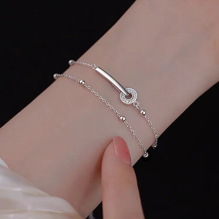 925 sterling silver buckle bracelet Women's Light luxury simple exquisite girlfriends bracelet niche high-grade bracelet