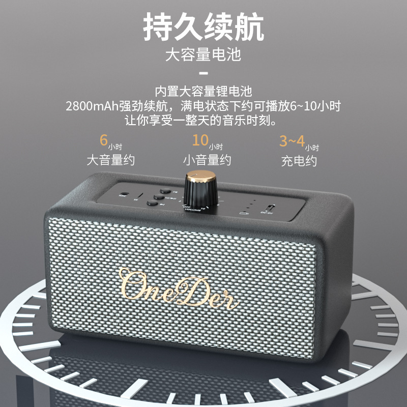 OneDerD3 レトロ Bluetooth スピーカー小型ポータブルホームデスクトップショップサブウーファー木箱ギフトスピーカー|undefined