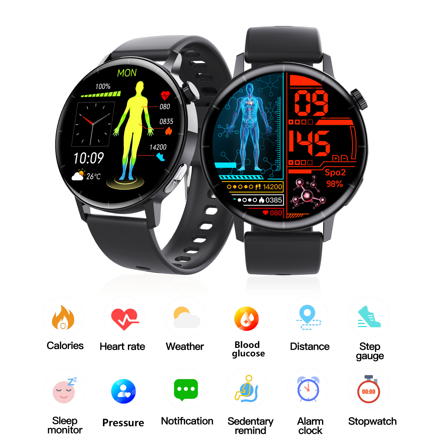 Reloj inteligente con pantalla redonda HD para hombre, F67Pro, frecuencia cardíaca, ECG, ECG, lípidos en sangre, monitoreo de ácido úrico, reloj deportivo de salud