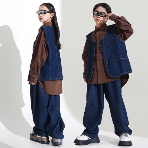 Girls' Jazz Dance Costume Cool Japanese Street Dance Performance Suit Set Children's Hip-Hop Hiphop Fashion Runway Stage Trendy