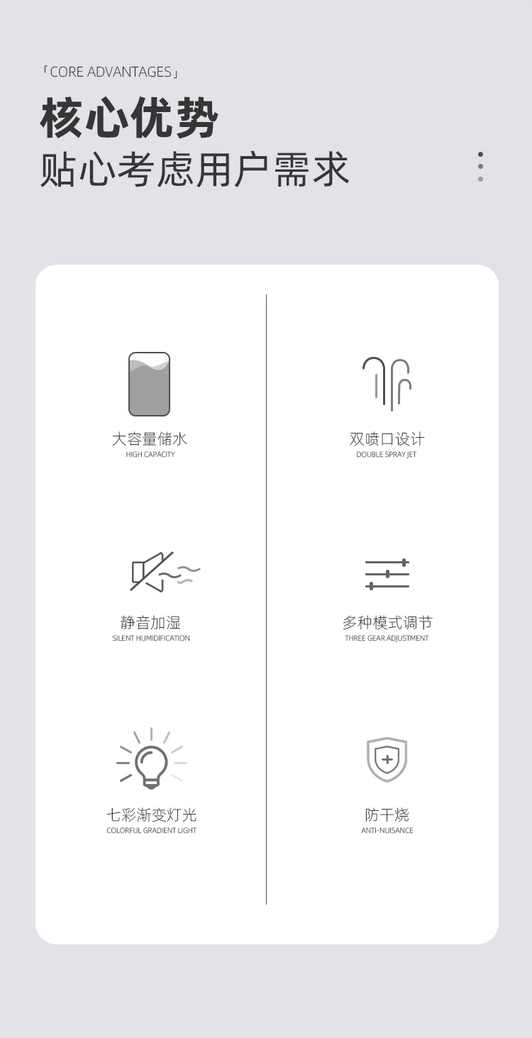 跨境加湿器办公桌面车载大容量便携家用USB加湿雾化器 礼品小家电  GKJB-双喷头加湿器详情4