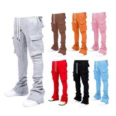 メンズワークパンツ、プラスサイズ、カーゴ、スタックドパンツ