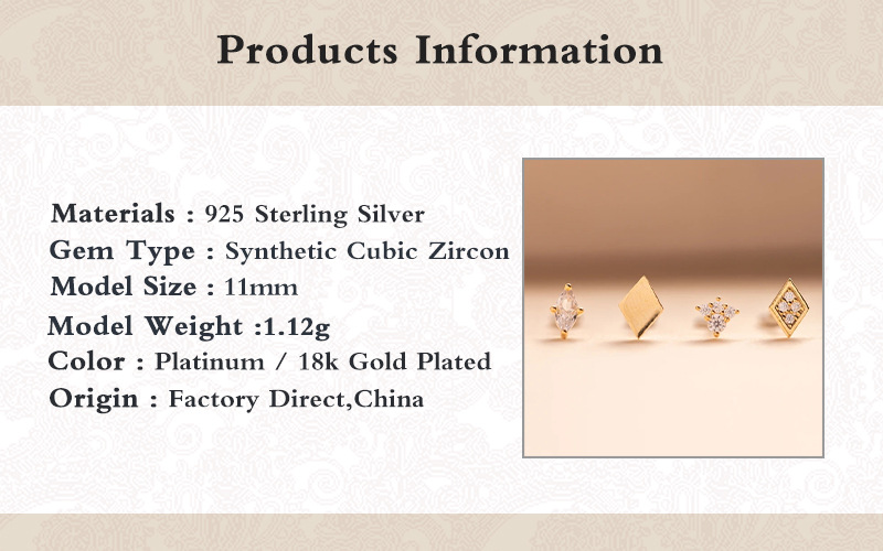 Fashion Moon Heart Shape Sterling Silver Zircon Ear Studs 1 Set