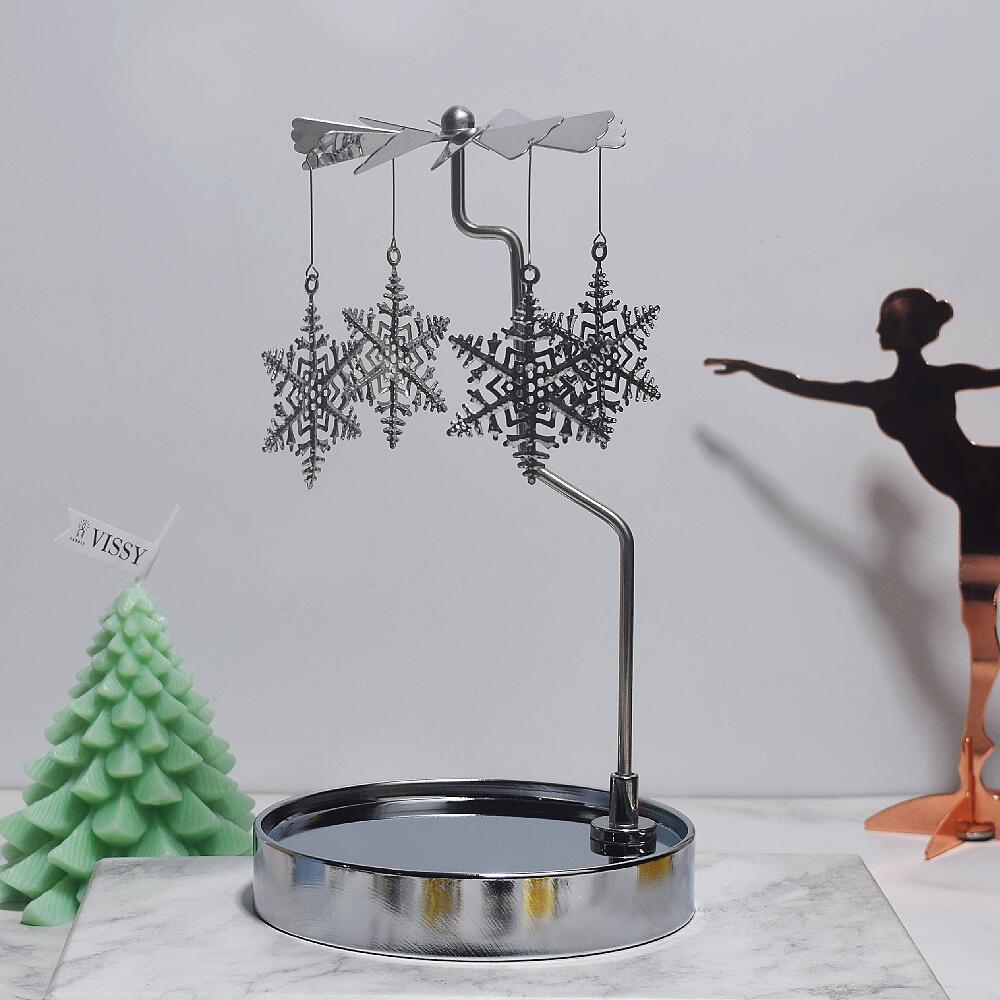 Fuente fabricante al por mayor Amazon INS bandeja redonda de acero inoxidable linterna giratoria giratoria candelabro de aromaterapia giratoria