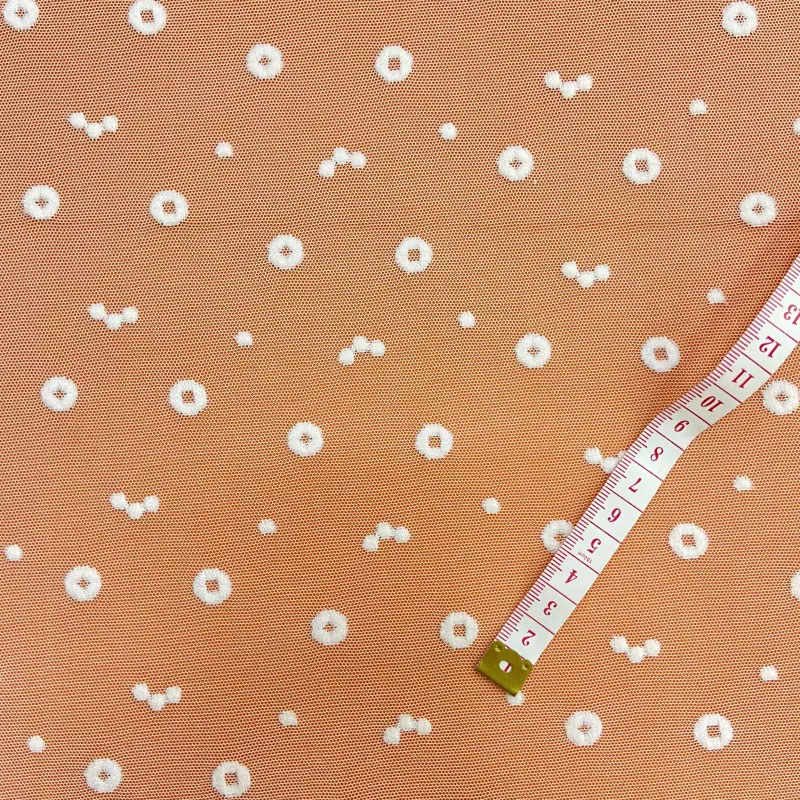 弹力蕾丝面料满幅小图案 小爱心立体圆圈 新款现货 厂家批发