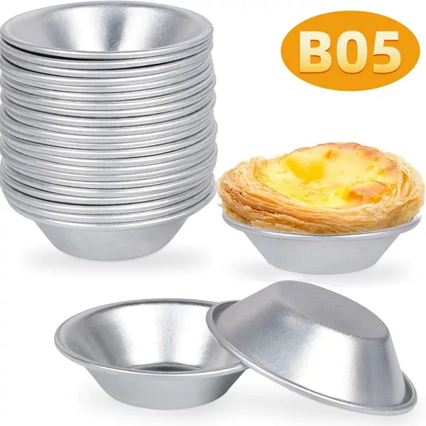 B05 Aluminum Alloy Portuguese Egg Tart Mold Round Small Egg Tart Mold Pudding Cup Cross-Border Hot Selling Baking Shop Egg Tart Tray
