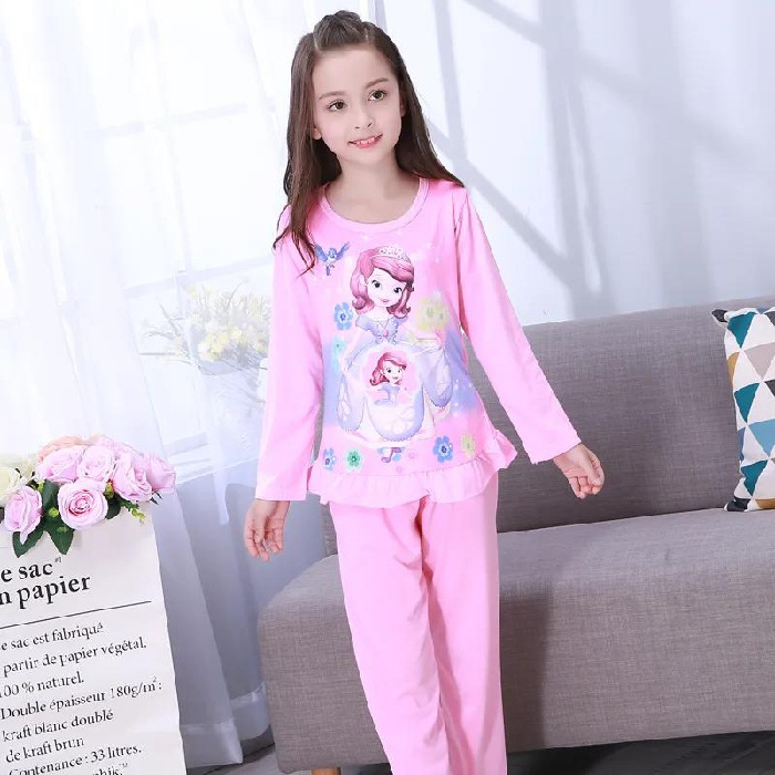 Pijamas infantiles de manga larga primavera y otoño verano niñas niños grandes ropa de aire acondicionado delgada princesa bebé set de ropa de hogar