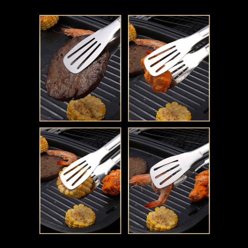 304 stainless steel food tongs with thickened barbecue tongs steak bread roast meat tongs outdoor buffet food tongs