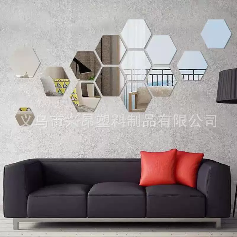 Зеркало для гостиной украшения стен 3D акриловые наклейки на стены крыльца шестиугольное самоклеящееся мягкое зеркало шестиугольное трехмерное яркое