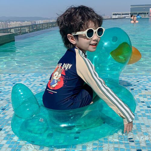 Children's swimwear for boys, long-sleeve quick-dry 2025 one-piece swimsuit for babies and young children, beach and sand swimwear