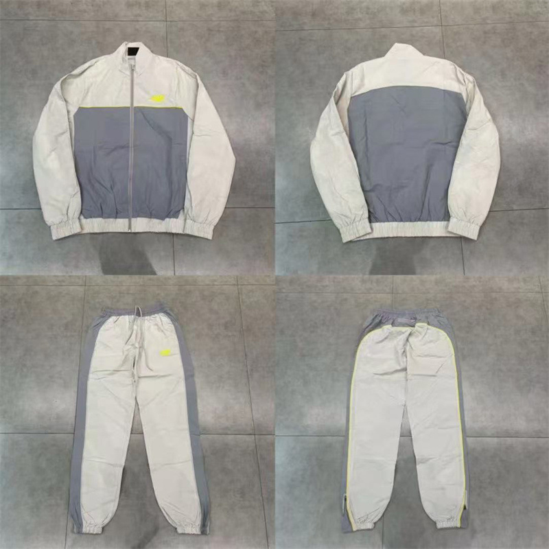 Syna Drill風アメリカ風街頭ヒップホップ刺繍ロゴステッチ立襟風衣ジャケットカジュアル長ズボンセット|undefined