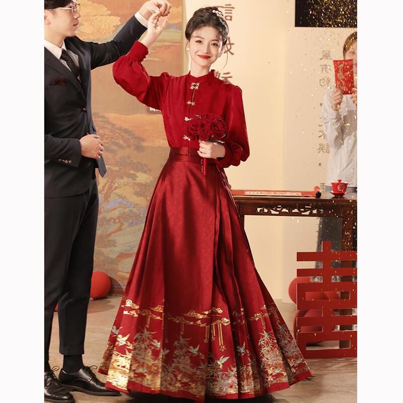 Plus size red vest dress toast dress bride cheongsam new Chinese wedding dress engagement suit wedding dress for women