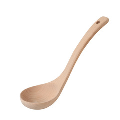 Elm wood household soup spoon, commercial large size, no paint hot pot spoon with engraved logo, long-handled wooden soup spoon