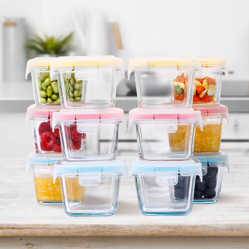 Baby and Toddler Food Storage Box Glass Preservation Box Mini Egg Steamer Seal Bowl Microwave Baby Rice Bowl Portable Snack Bowl