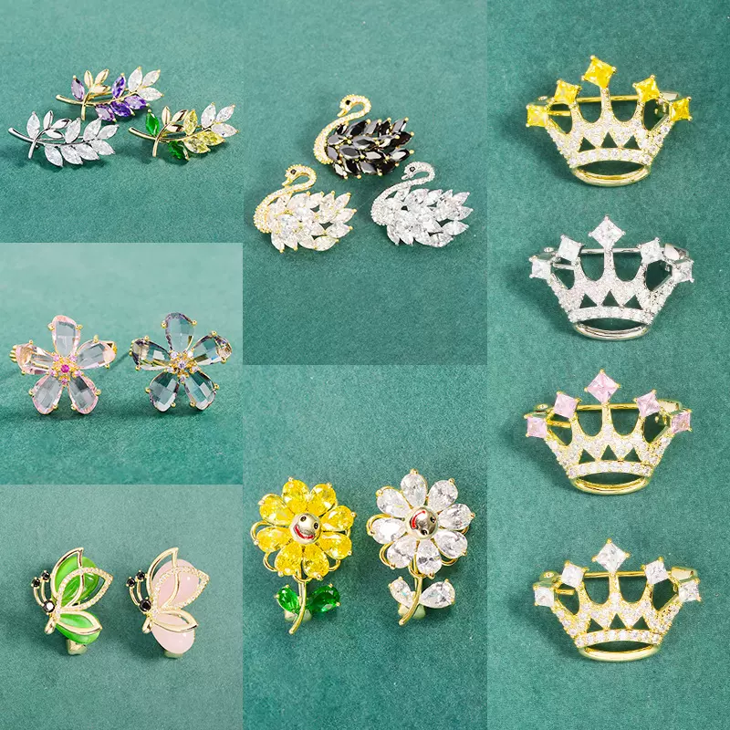 韩国创意小清新胸针胸花多彩皇冠花朵动物别针小领针个性百搭配饰