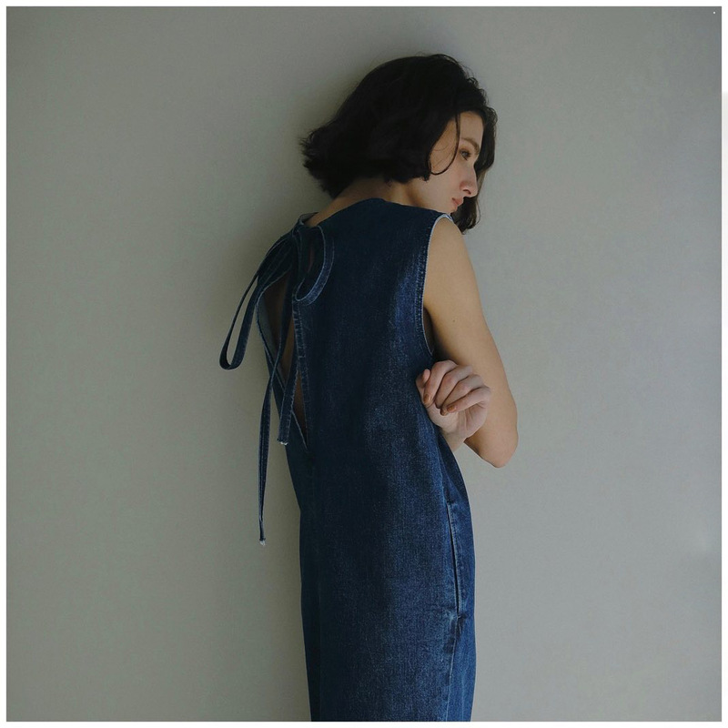 Dry Crane Spring and Summer New Japanese American Style Street Washed Old Denim Dress Loose Soft Slimming Long Dress
