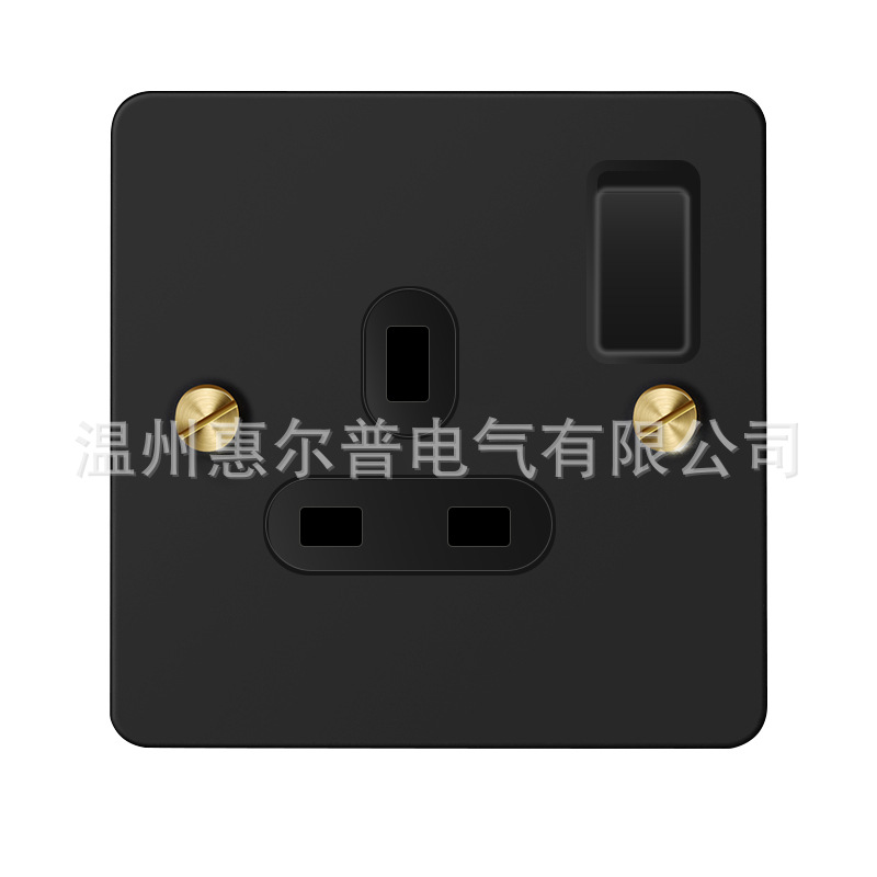Mounted black retro switch key, light panel stainless steel