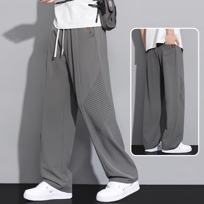 アイスシルクシミターパンツメンズ夏薄いスポーツメンズパンツ超薄型日焼け止めサマーパンツルーズストレートカジュアルロングパンツ|undefined
