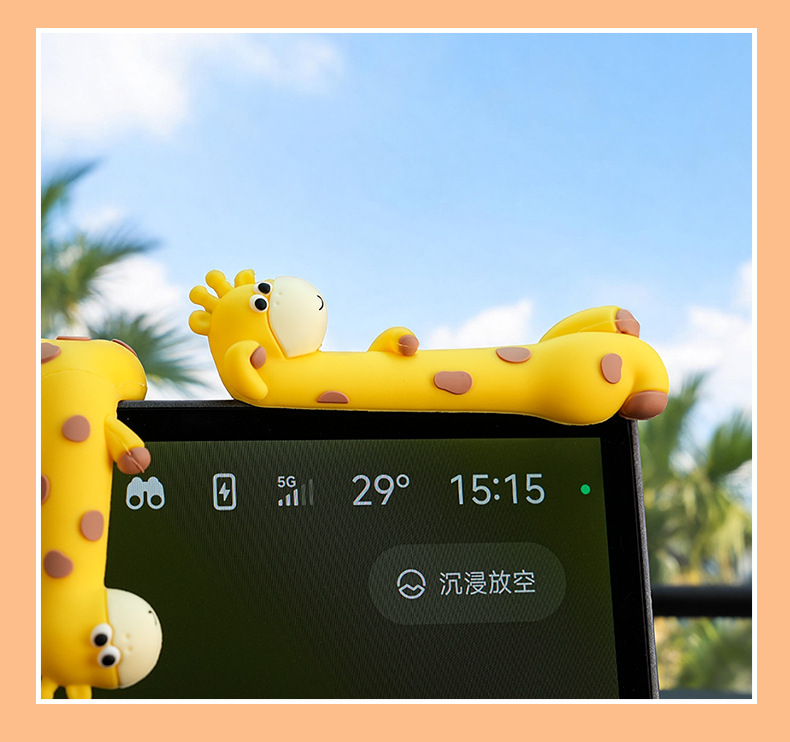 Car interior decoration items: cute cartoon eye-catching giraffe car dashboard screen decoration