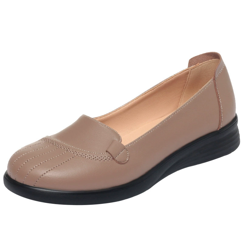 Women’s leather slip‑on shoes, soft sole, comfortable for middle age, autumn, sizes 35–41