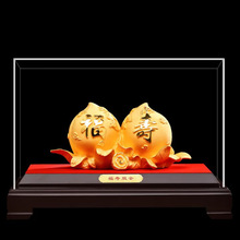 绒沙金寿桃摆件福寿双全送爷爷奶奶长辈老人生日礼物大寿贺寿礼品