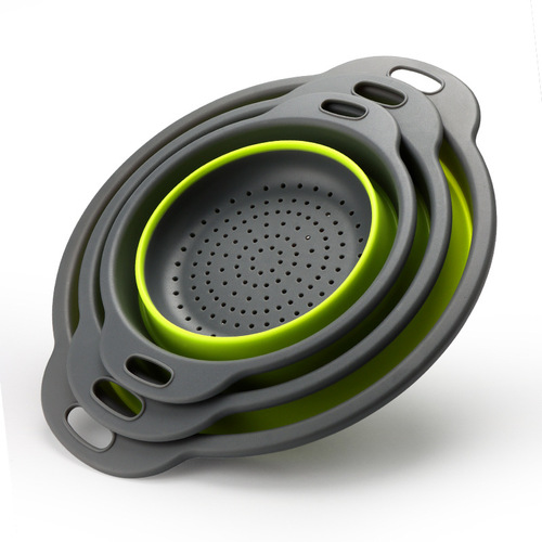 New 3-piece foldable drain basket set, upgraded telescopic round drain basket, fruit and vegetable basket, vegetable washing basket