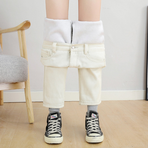 Women's Black Denim Spring and Autumn  New Model High-Waisted Slimming Winter Straight Leg Hemlock Turnip Father Daughter Pants