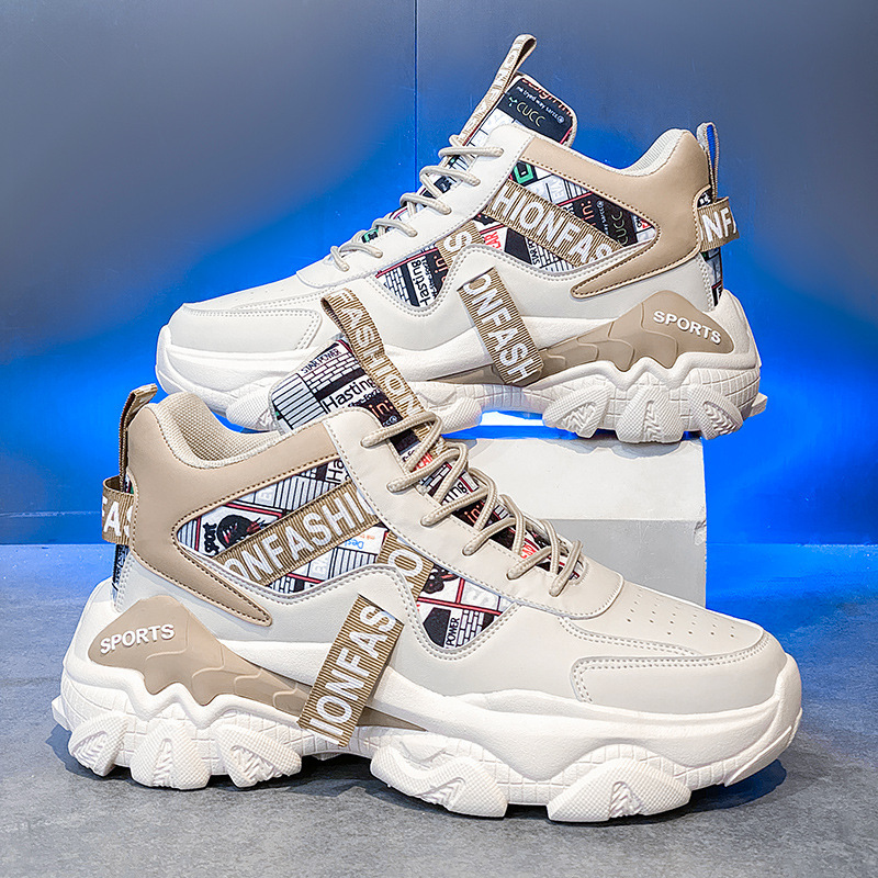 Cross-border Putian Men's Shoes Autumn Fashion Casual Mid-help Basketball sneaker Junior High School Students Thick Bottom Wear-resistant Torre Trendy Shoes Cross-border Putian Men's Shoes Autumn Fashion Casual Mid-help Basketball sneaker Junior High School Students Thick Bottom Wear-resistant Torre Trendy Shoes