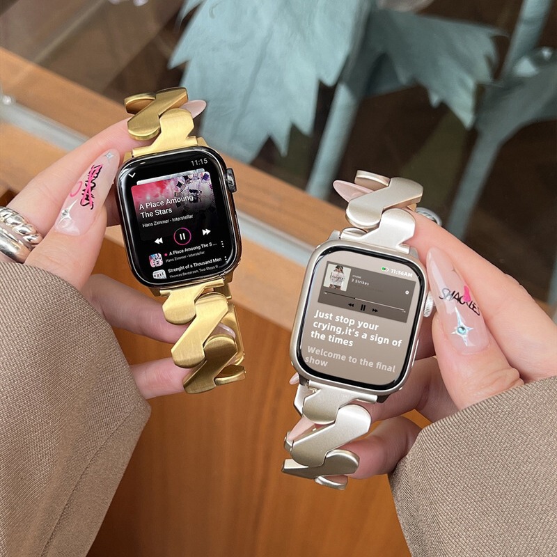 Wave Metal Is Suitable for Apple Watch Bands, Applewatchs9, High-End Women's Iwatch10