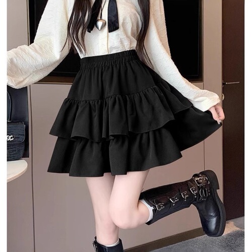 White pleated skirt for women's summer 2025 new style high-waist slimming a-line ruffled puffy skirt cake short skirt