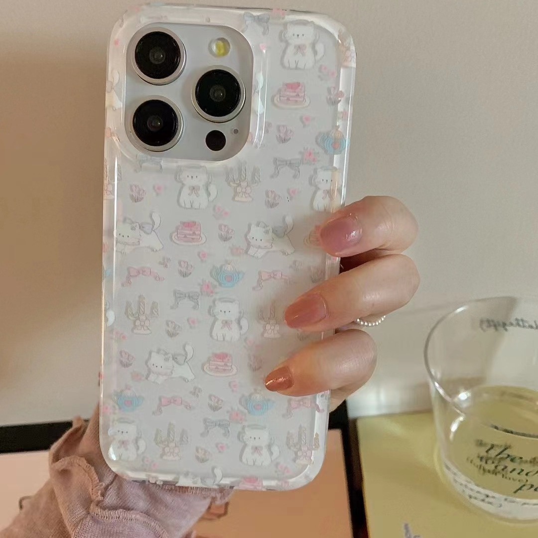 Ins fresco azul lindo gato 15ProMax nicho femenino iPhone13/12 para funda de teléfono móvil Apple 14