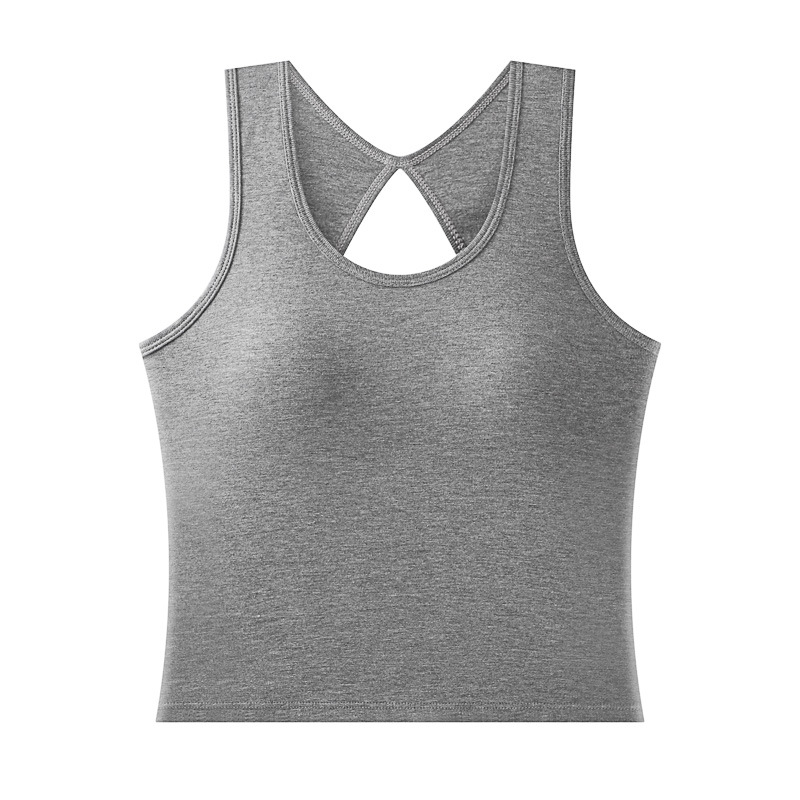 Primavera y verano chaleco de algodón con espalda hermosa para mujer con almohadilla para el pecho ropa interior sexy sin espalda chica caliente blusa corta sin mangas