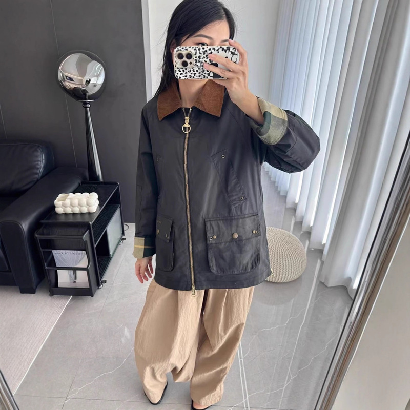 Japanese-Style Loose Classic Wax-Free Jacket Retro Plaid Lining Workwear Trench Coat