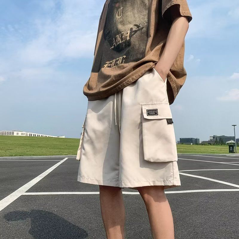 Tooling Shorts Men's Summer Thin Multi-Pocket Embroidered Mid-Pants Trendy Brand Loose Casual Sports Straight Pants