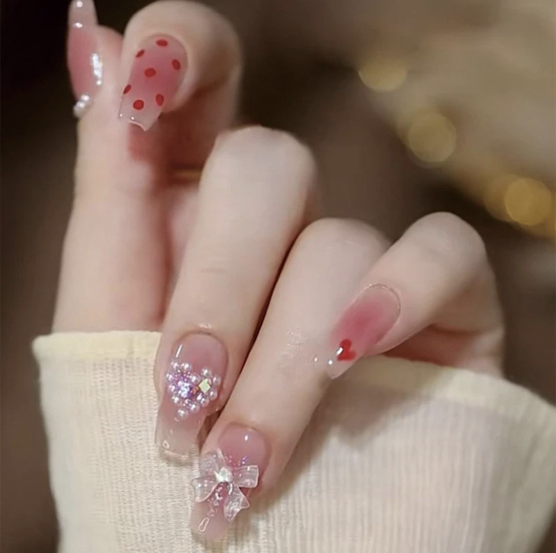 French wearing armor flash butterfly nail wearable nail finished product nail wholesale 24 pieces of source factory
