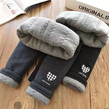 女童冬装打底裤宝宝洋气儿童个性潮韩版格子爱心加厚保暖外穿棉裤