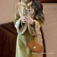 加绒加厚中国风气质旗袍连衣裙女装2025秋冬新款马甲新中式套装裙