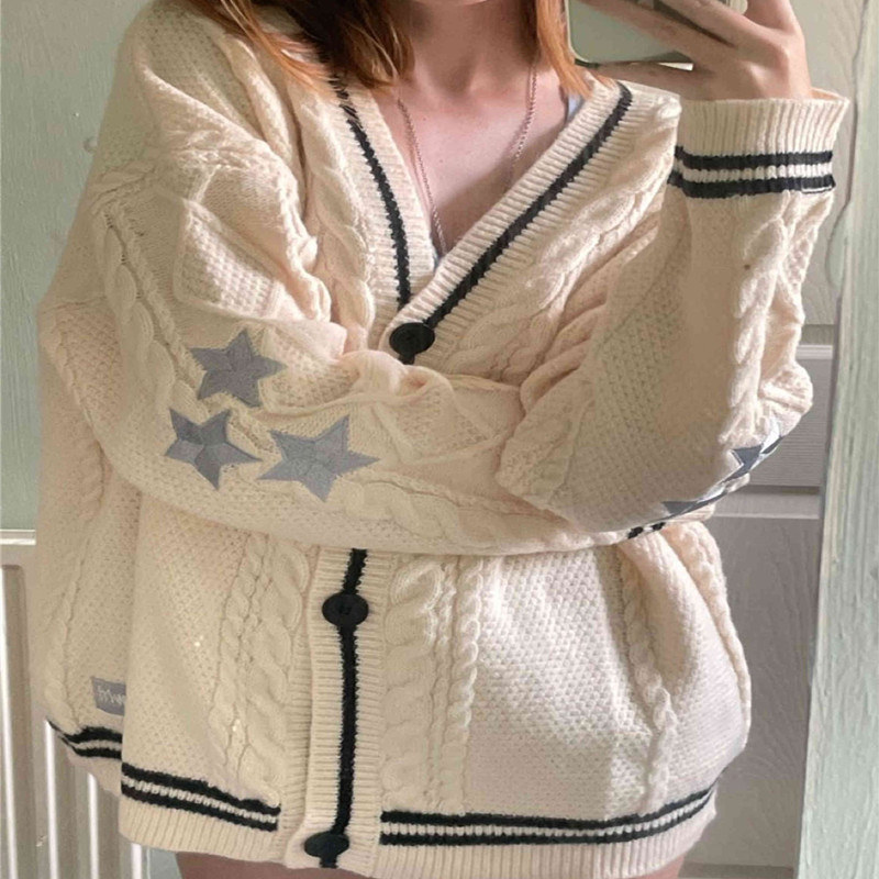 Autumn and Winter Pure Color Long-Sleeved Cardigan, Feminine Commuter Batwing Knitted Off-White Single-Breasted Sweater Jacket, One Size Fits All Autumn and Winter Pure Color Long-Sleeved Cardigan, Feminine Commuter Batwing Knitted Off-White Single-Breasted Sweater Jacket, One Size Fits All