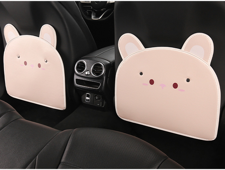 Car Anti-Kick Pad Cartoon Cute Stereo Ears Kidsren's Seat Back Anti-Scratch Pad Universal Decorative Rear Seat Back Anti-Kick
