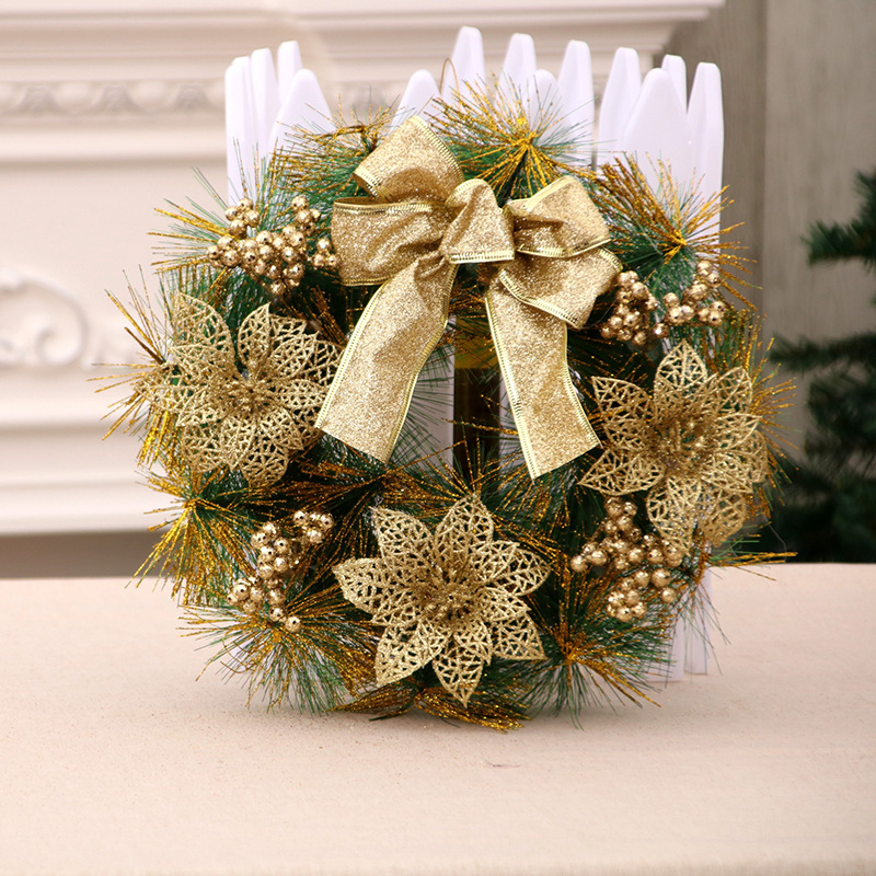 国境を越えた新しいクリスマス装飾花輪クリスマスガーランドホテルショッピングモール装飾ドア吊り松葉装飾品|undefined