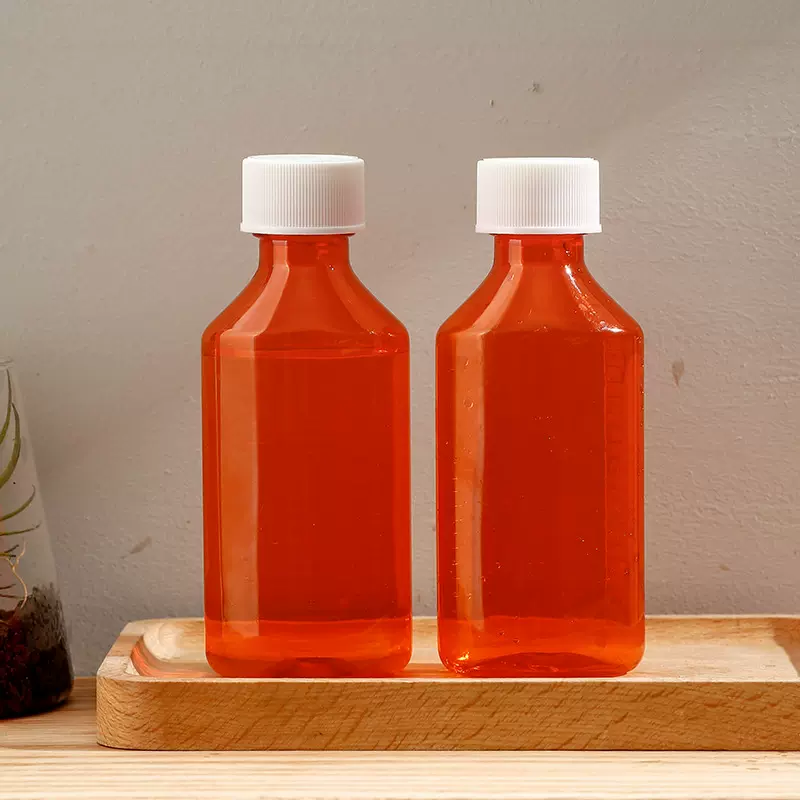 厂家直供PET120ml液体瓶糖浆瓶小口塑料瓶聚酯瓶异形瓶含盖
