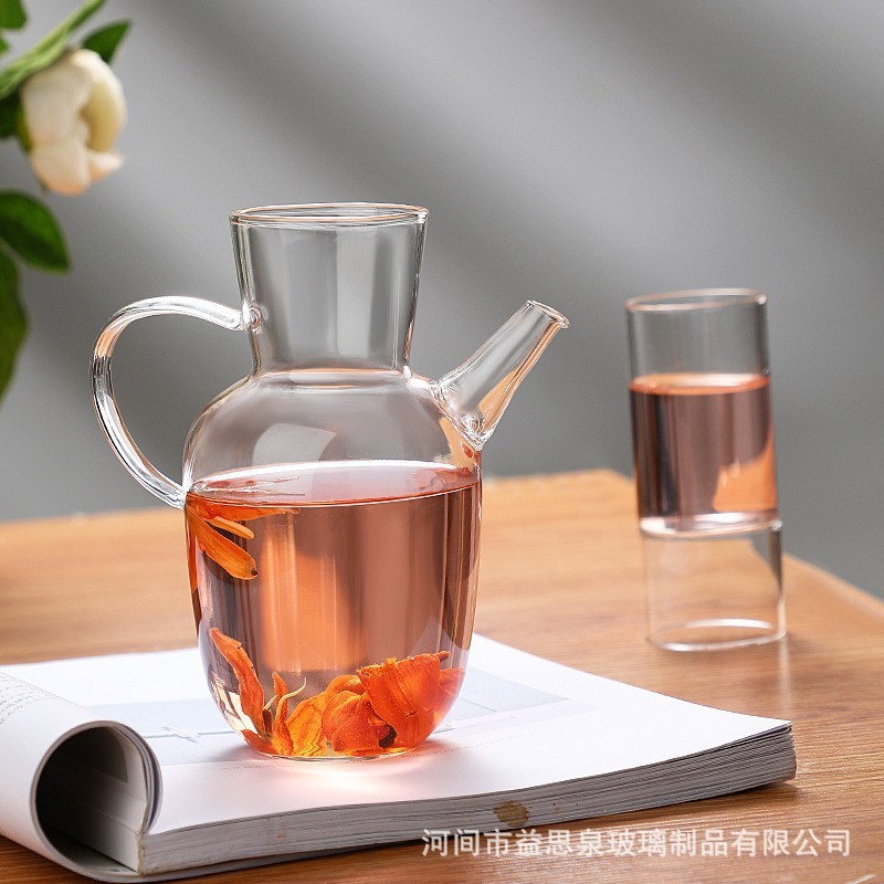 新中国式茶器ガラスティーポット中国式茶屋水経注緑ティーポット執壺花ティーポット高ホウ素シリコン|undefined