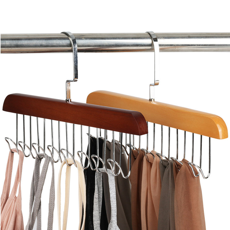 Solid wood belt storage rack in stock wholesale tie scarf rack household multifunctional silk scarf hanging lotus belt rack