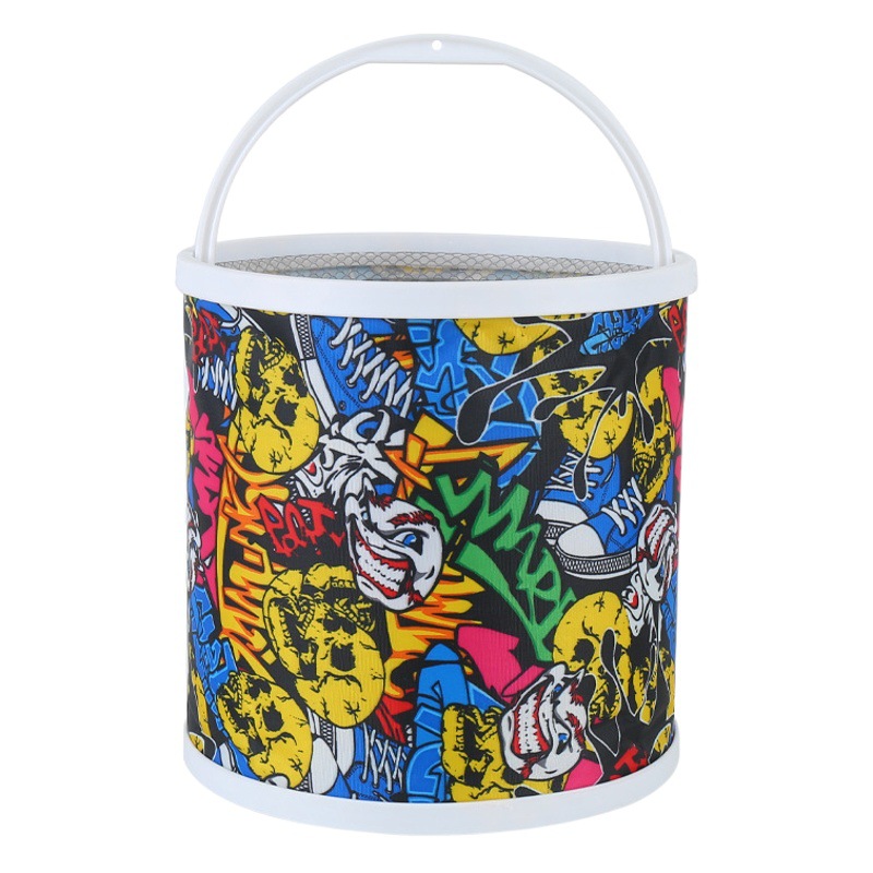 Folding Fish Bucket, Fishing Supplies, Canvas Bucket, Fishing Bucket with Anti-Escape Net, Portable Car Wash Bucket